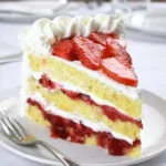 Strawberry Sponge Cake on rustic table