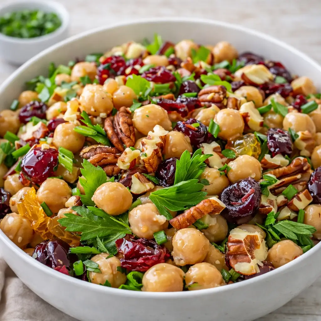 Cranberry Walnut Chickpea Salad with Orange Vinaigrette