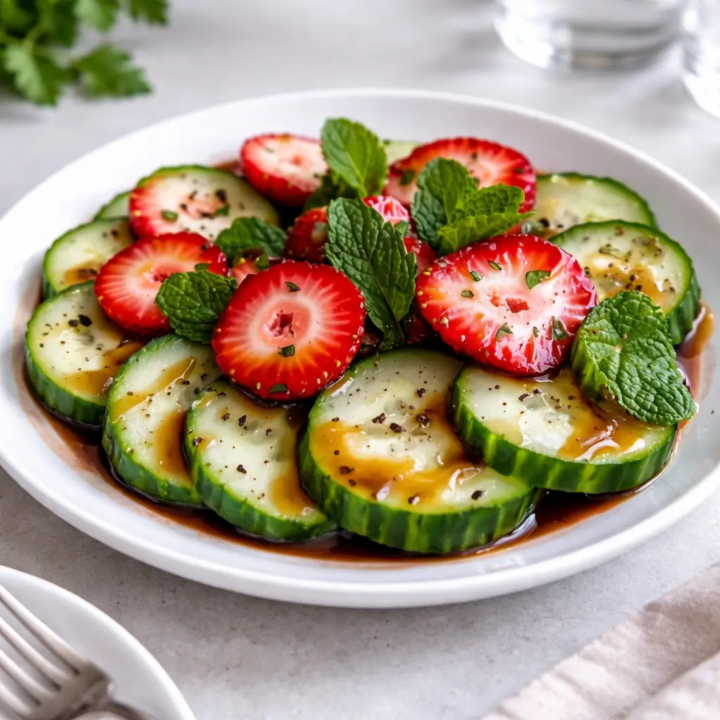 CUCUMBER STRAWBERRY SALAD: The Best Sweet & Savory Side
