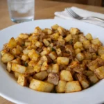 Easy breakfast potatoes in a skillet with parsley