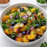 Grilled Peach Blueberry Salad with feta and pecans