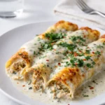 high protein chicken enchiladas with white sauce