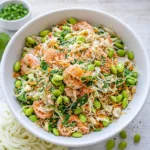 Shrimp Thai Salad in White Bowl with Fresh Herbs