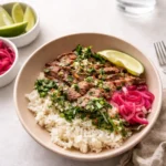 Skirt Steak Rice Bowl with Chimichurri Sauce
