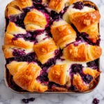 Blueberry Cream Cheese Croissant Casserole