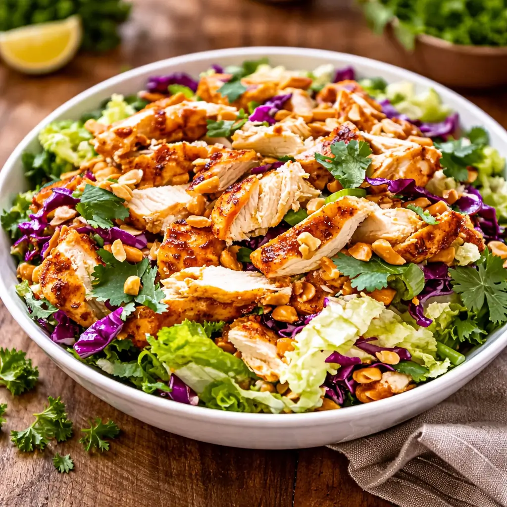 Crunchy Thai Chicken Salad with Peanut Dressing
