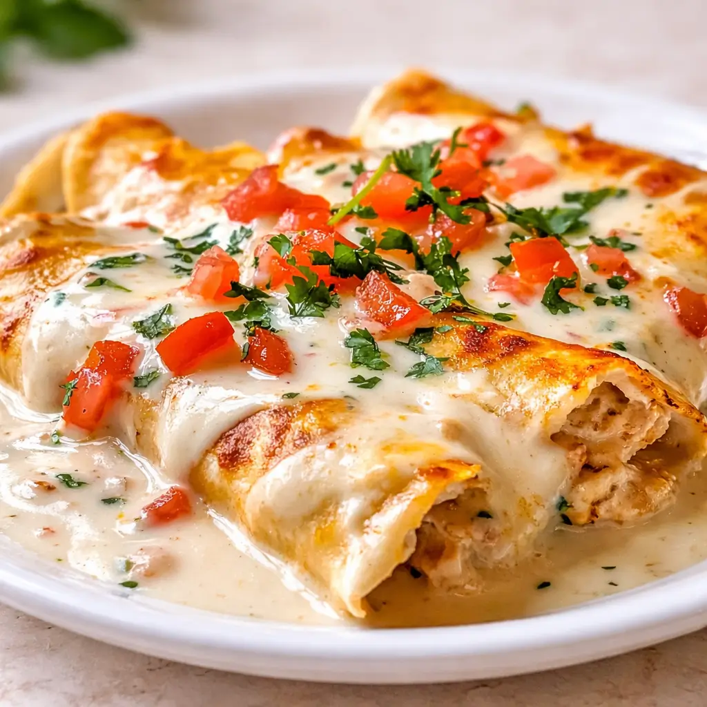 Chicken Enchiladas with Sour Cream White Sauce