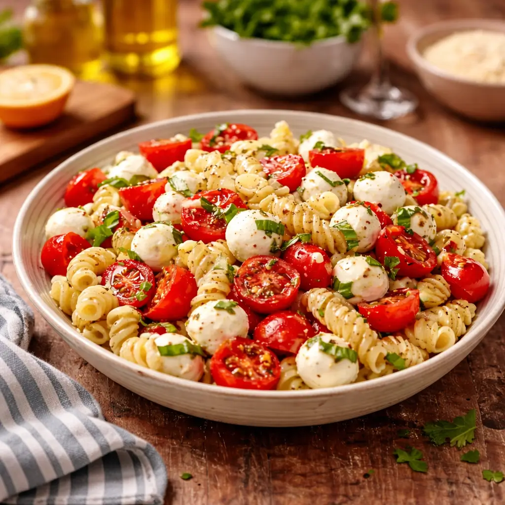Homemade Creamy Caprese Pasta Salad