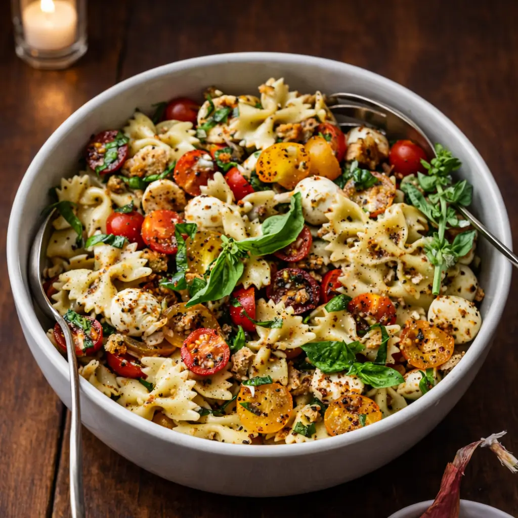 Bruschetta Pasta Salad With Mini Mozzarella Balls