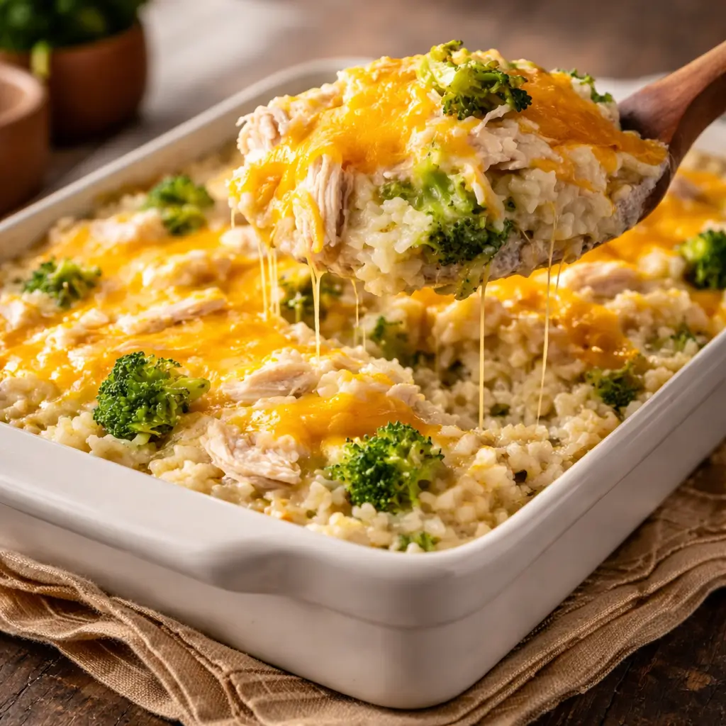 Cheesy Chicken Broccoli Rice Casserole