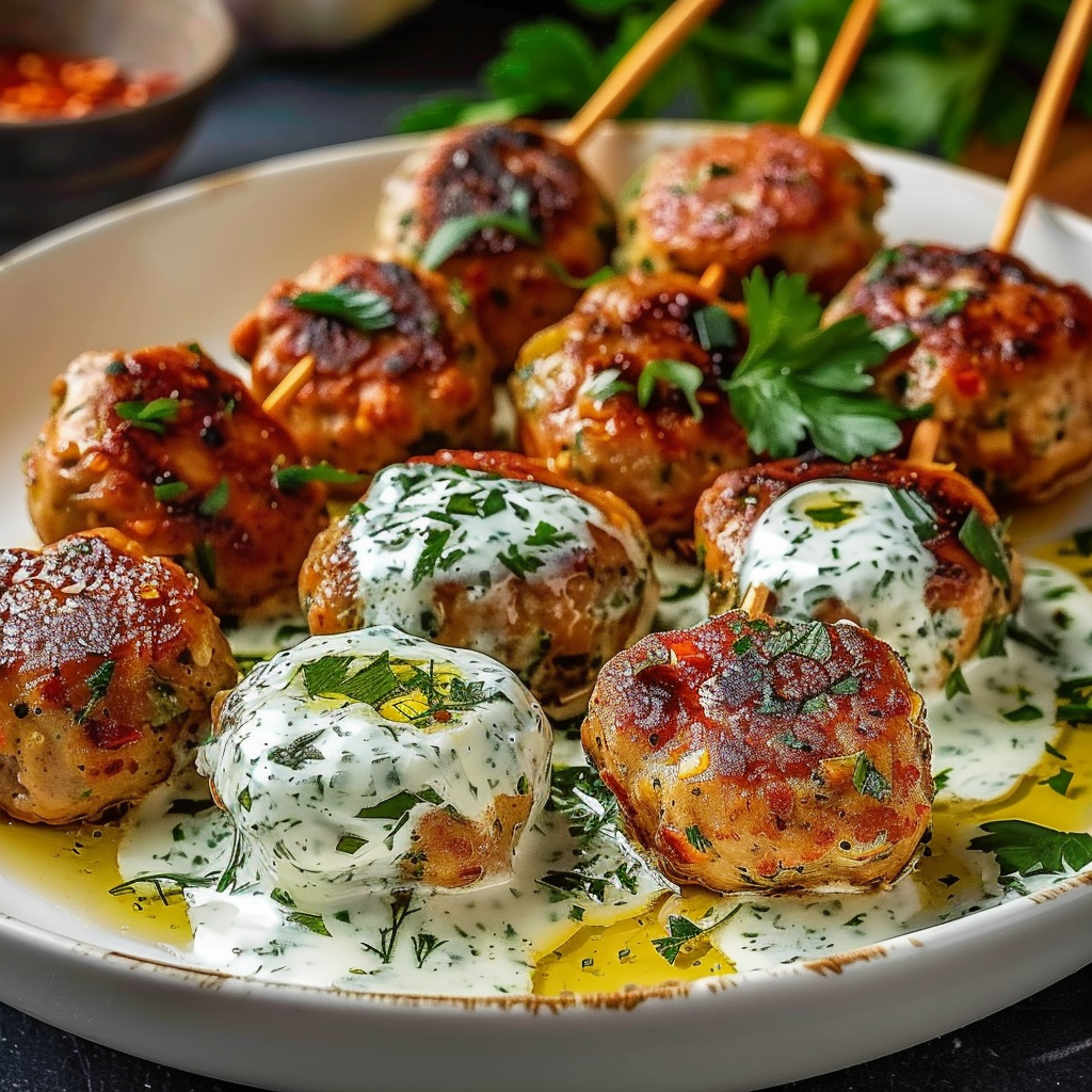 Chicken Kofta Garlic Yogurt Sauce