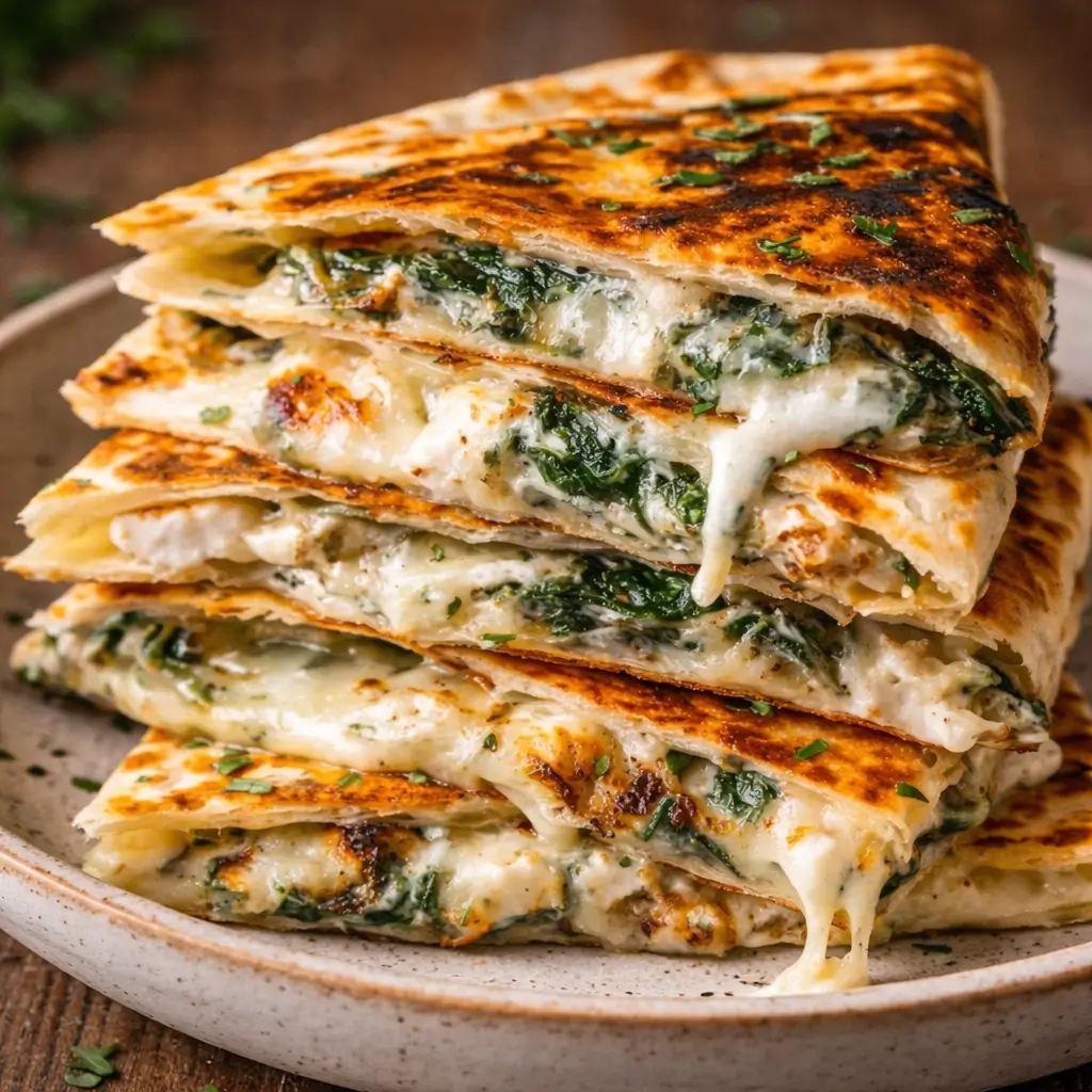 Simple Mediterranean Spinach Feta Mozzarella Quesadilla for Busy Weeknights