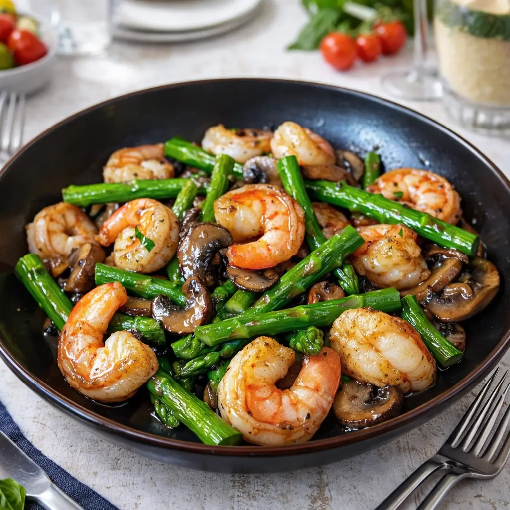 Shrimp and Asparagus Stir-Fry with Mushrooms: A Quick and Healthy Weeknight Dinner