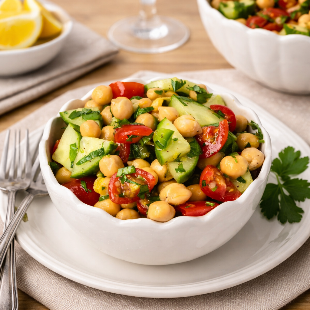 Crunchy Chickpea Salad with Zesty Lemon Dressing