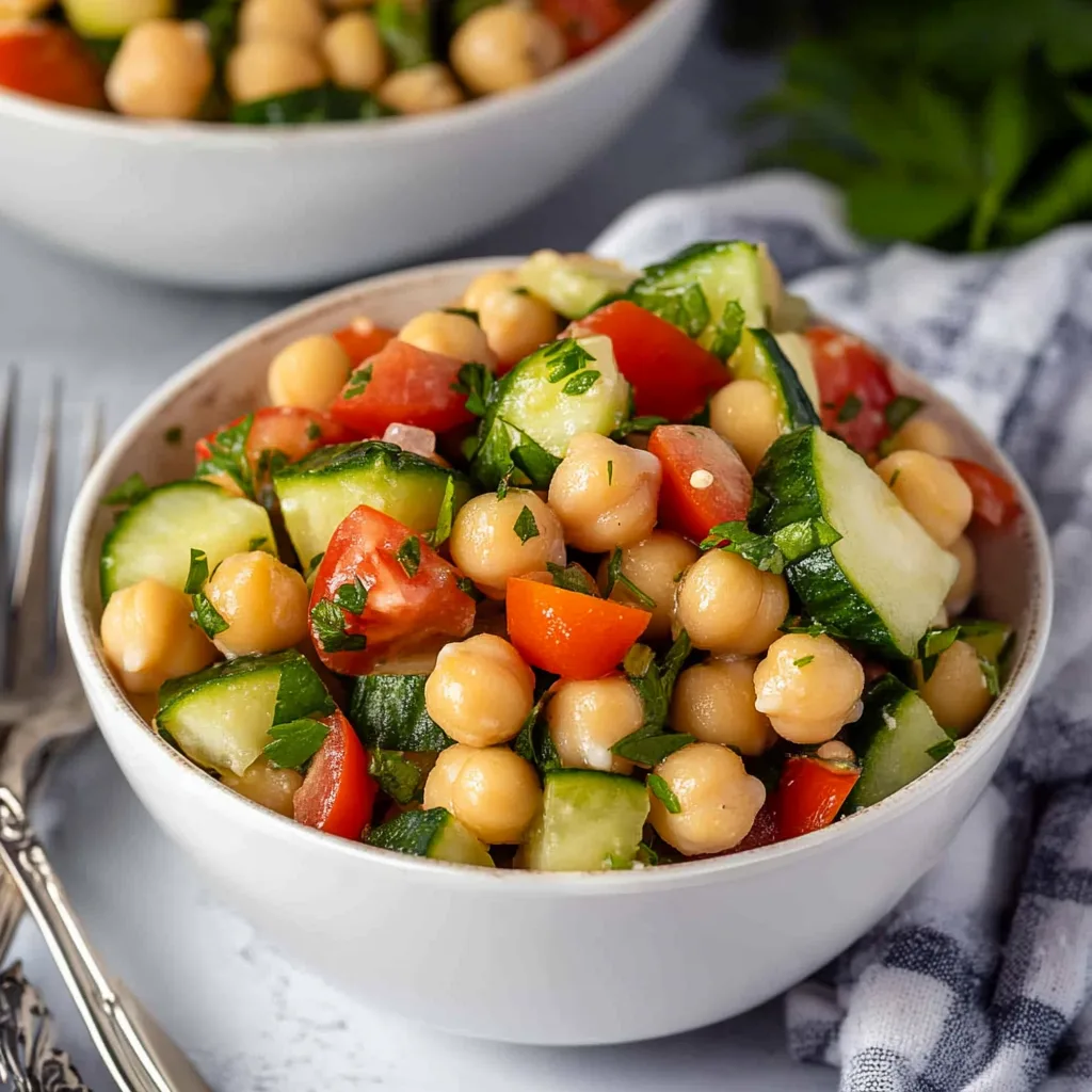 Crunchy Chickpea Salad with Zesty Lemon Dressing – A Healthy Lunch Delight