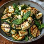 Grilled Zucchini Salad with Halloumi, Tahini & Mint