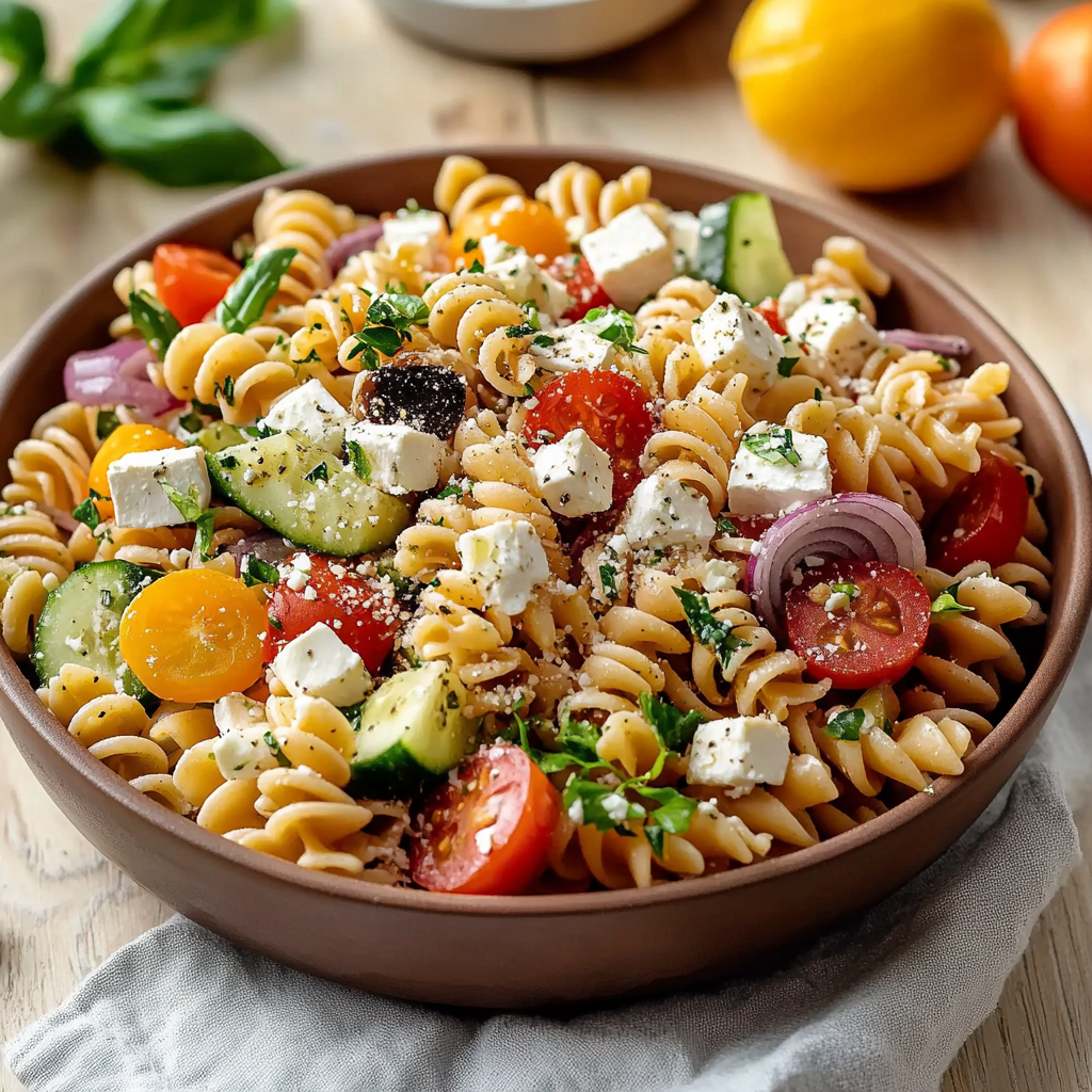 High Protein Greek Pasta Salad