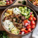Gyro Bowls: Craving-Inducing Meatballs with Tzatziki, Lemon Rice, and Cucumber Salad in 35 Minutes