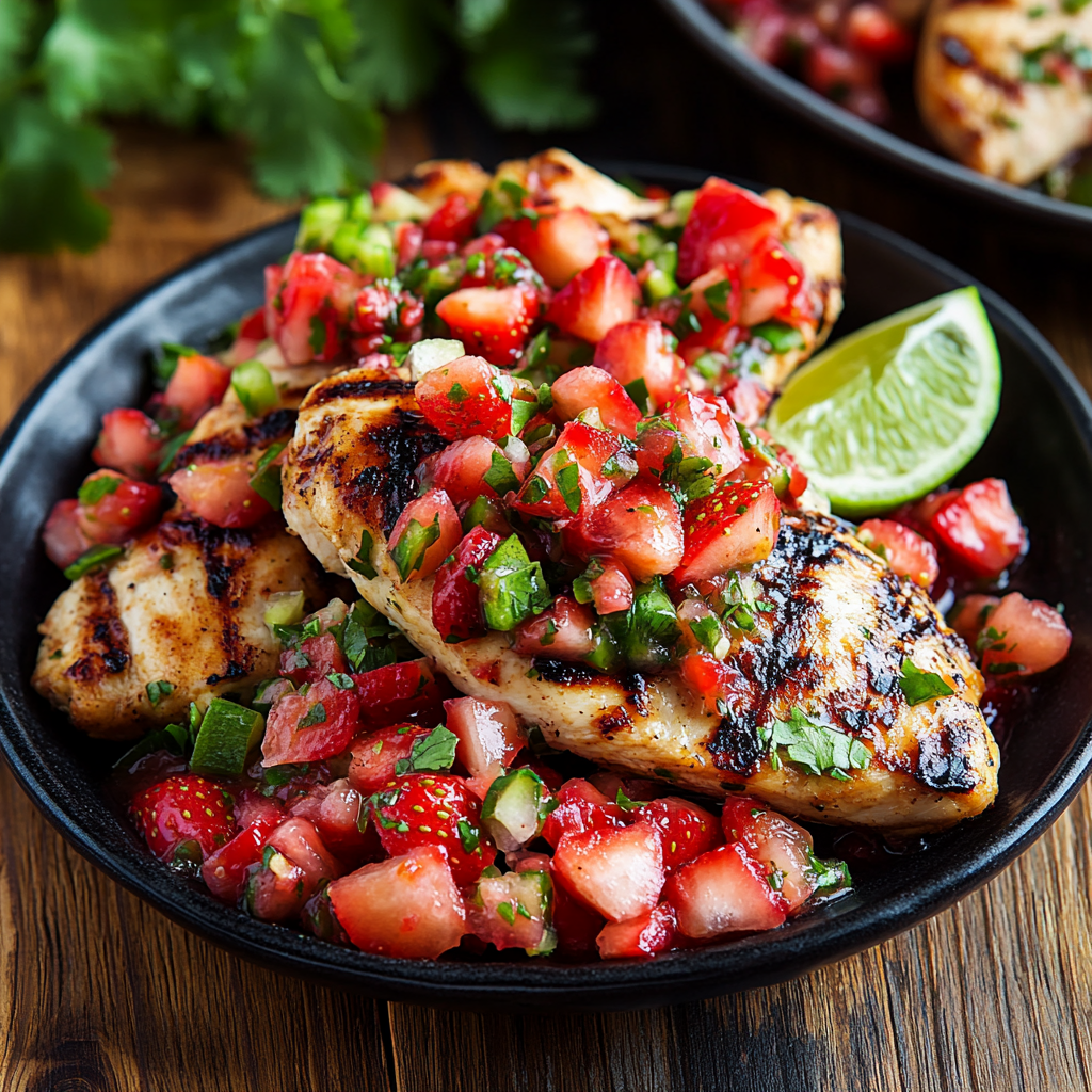 Cilantro Lime Grilled Chicken with Strawberry Salsa