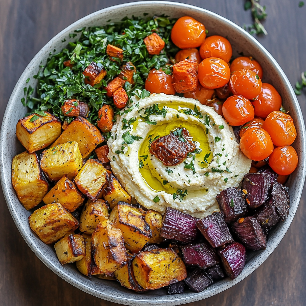 Roasted Veggie and Hummus Bowl: Perfect for Clean Eating