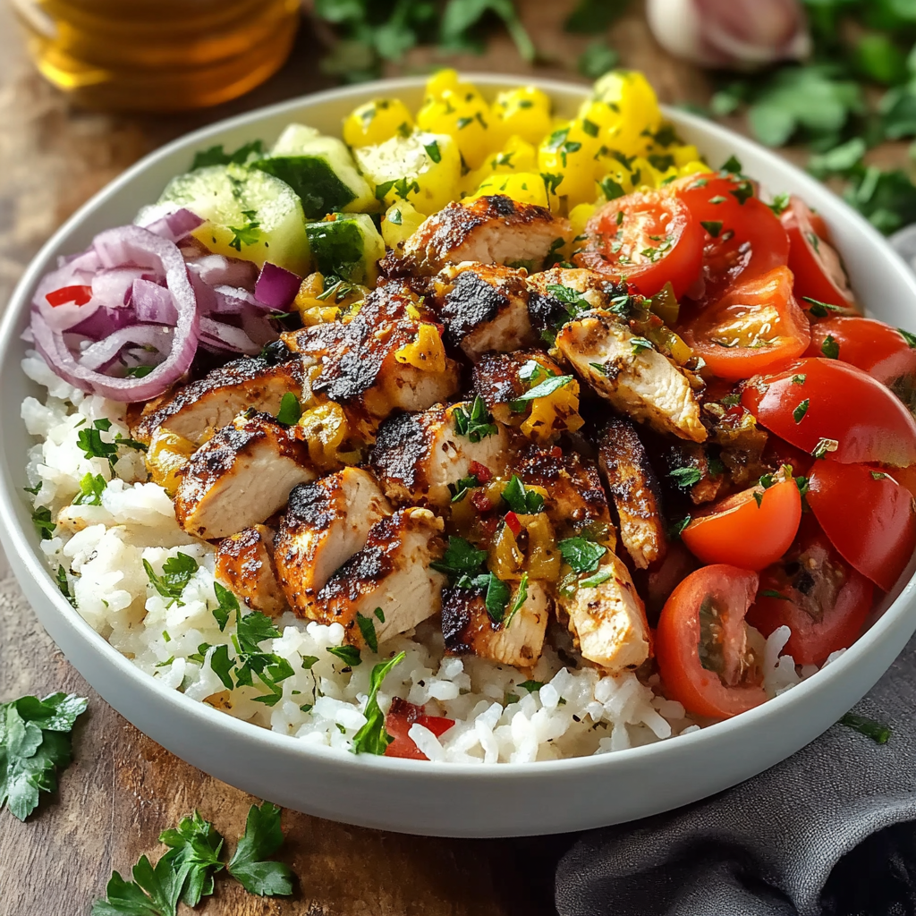 High Protein Mediterranean Chicken Rice Bowls