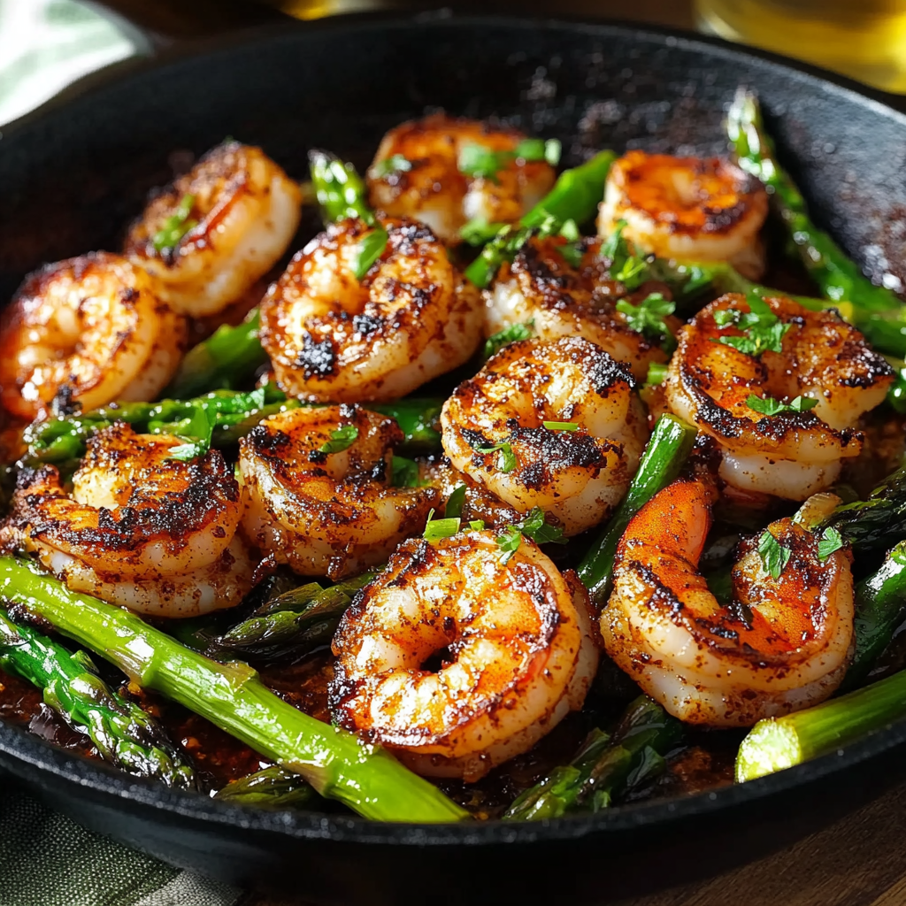 Blackened Shrimp and Asparagus Skillet