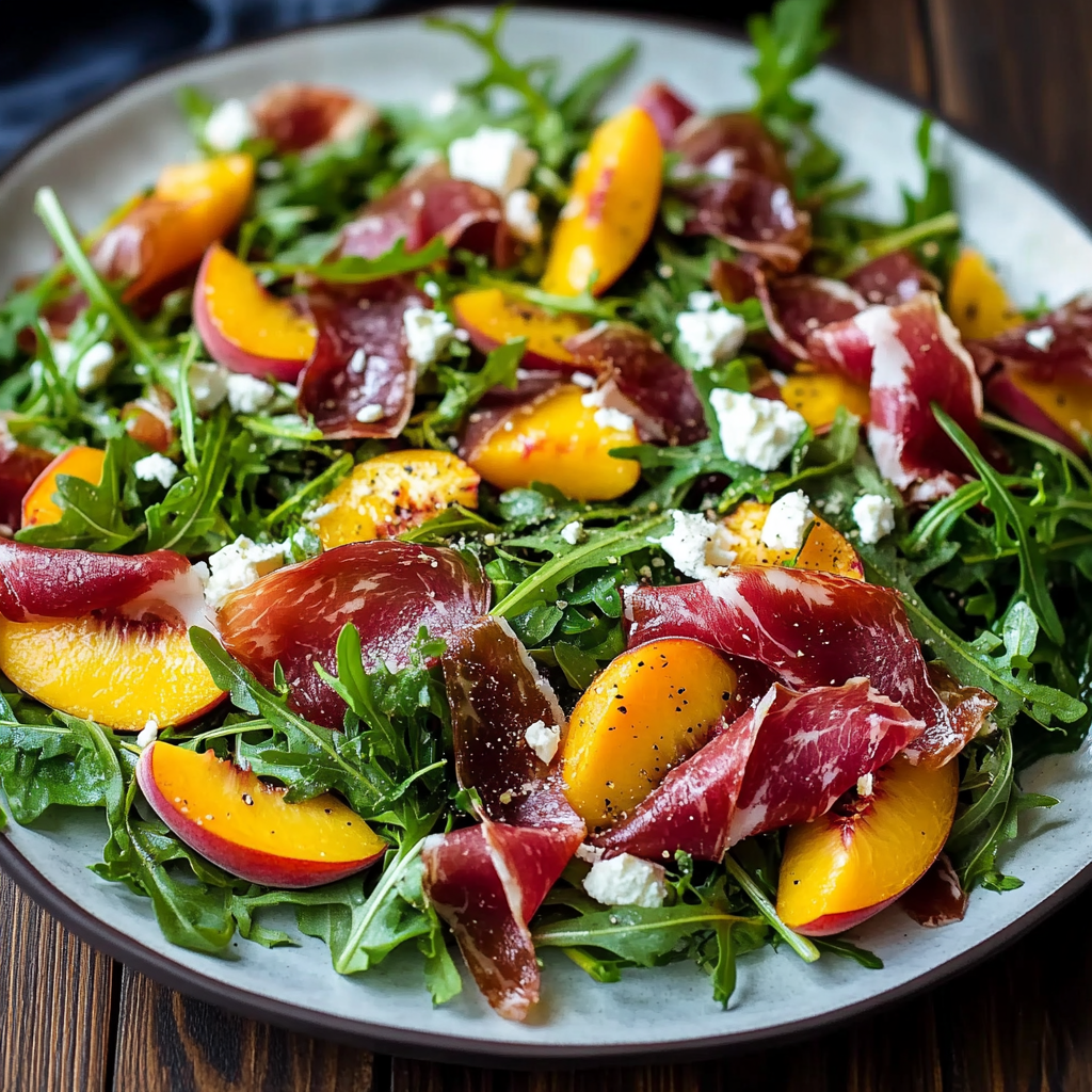 Peach Arugula Prosciutto Salad