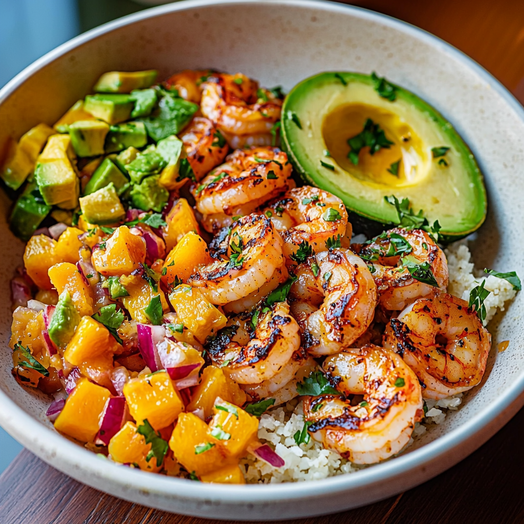 Delicious Shrimp and Avocado Bowls with Mango Salsa