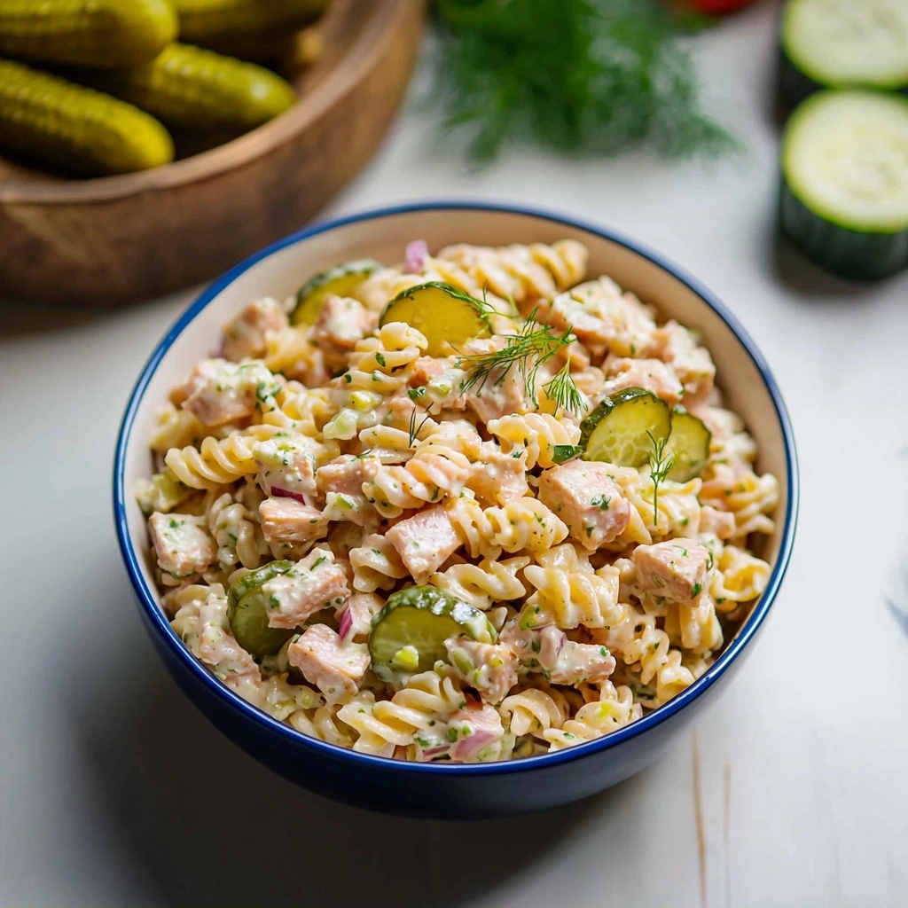 High Protein Dill Pickle Tuna Pasta Salad