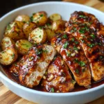 Honey BBQ Chicken and Garlic Parmesan Potatoes