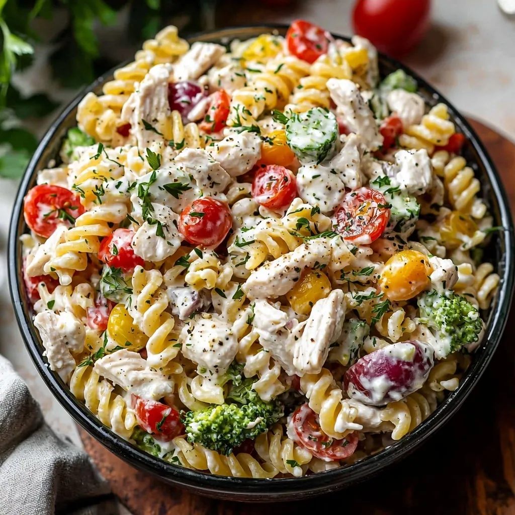 Chicken Pasta Salad with Creamy Greek Yogurt Dressing