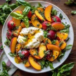Peach and Burrata Salad with Honey Herb Vinaigrette