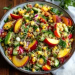 Zesty Peach and Corn Quinoa Salad with Champagne Vinaigrette