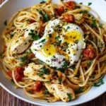 Chicken Spaghetti with Burrata and Lemon Butter Garlic Sauce