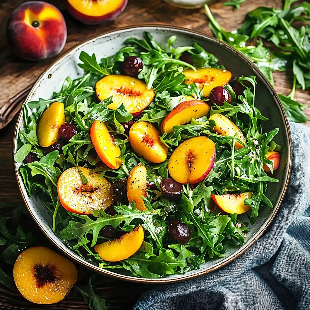Healthy Summer Salad with Arugula and Peaches