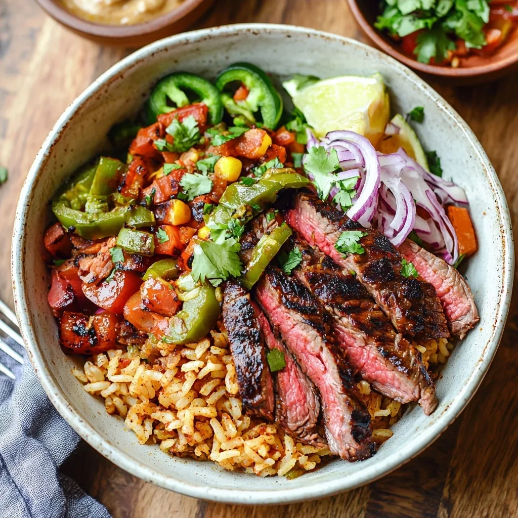 Grilled Chipotle Steak Fajita Rice Bowl