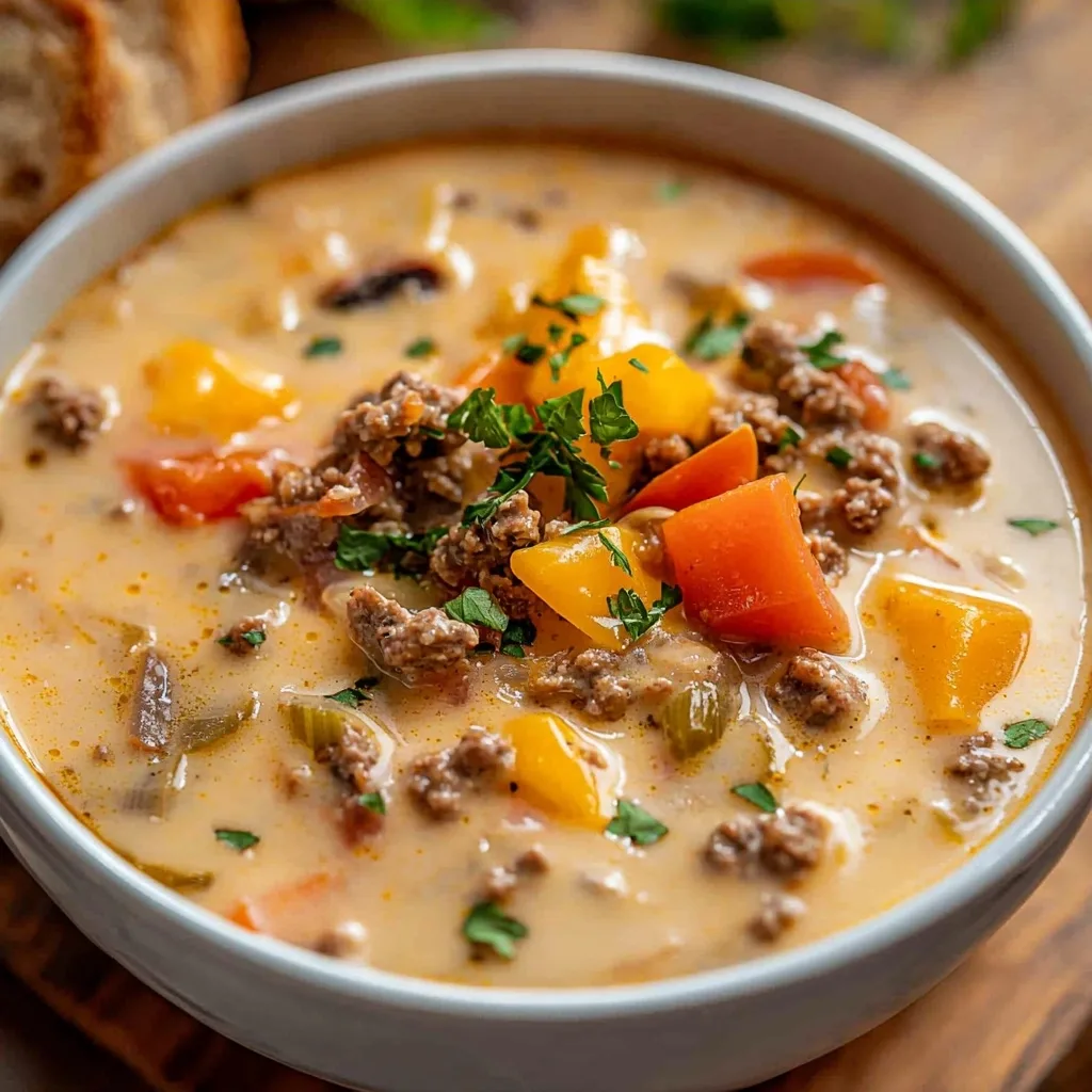 Crockpot Cheeseburger Soup