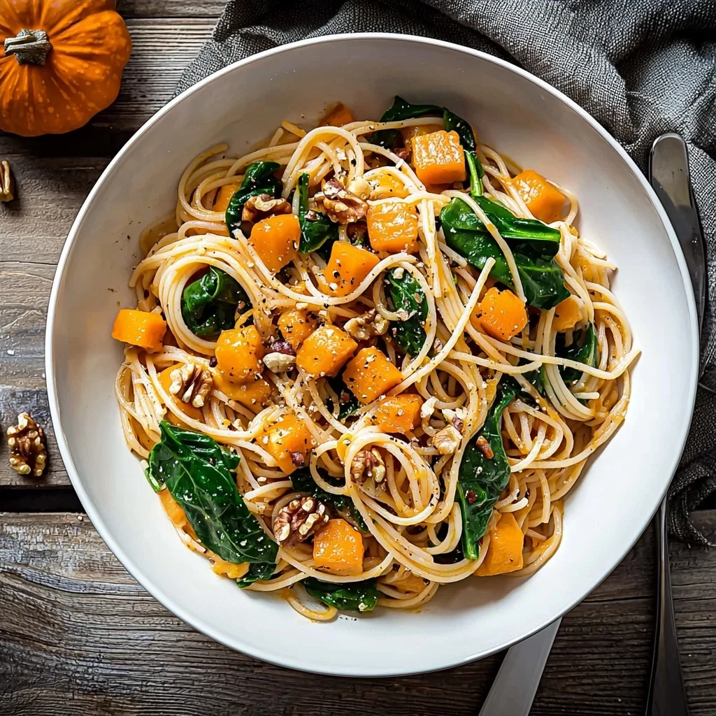 Pumpkin, Spinach and Walnut Spaghetti: A Flavorful Weeknight Wonder