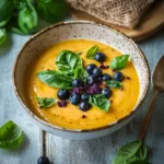 Cantaloupe Gazpacho with Blueberry and Basil: A Summer Refreshment