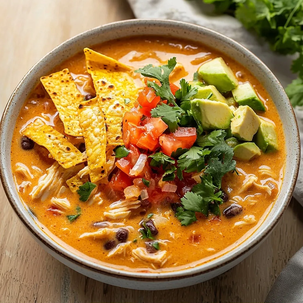 The Best Creamy Chicken Tortilla Soup