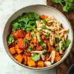 Spicy Sweet Potato Bowls with Shredded Chicken