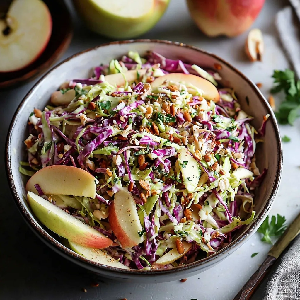 Vegan Coleslaw with Apples and Tahini Dressing