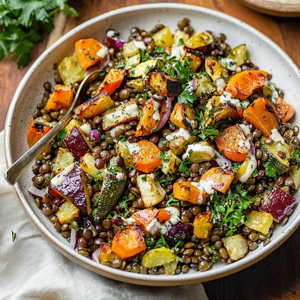 Fall Lentil Salad with Roasted Vegetables (Gluten Free)