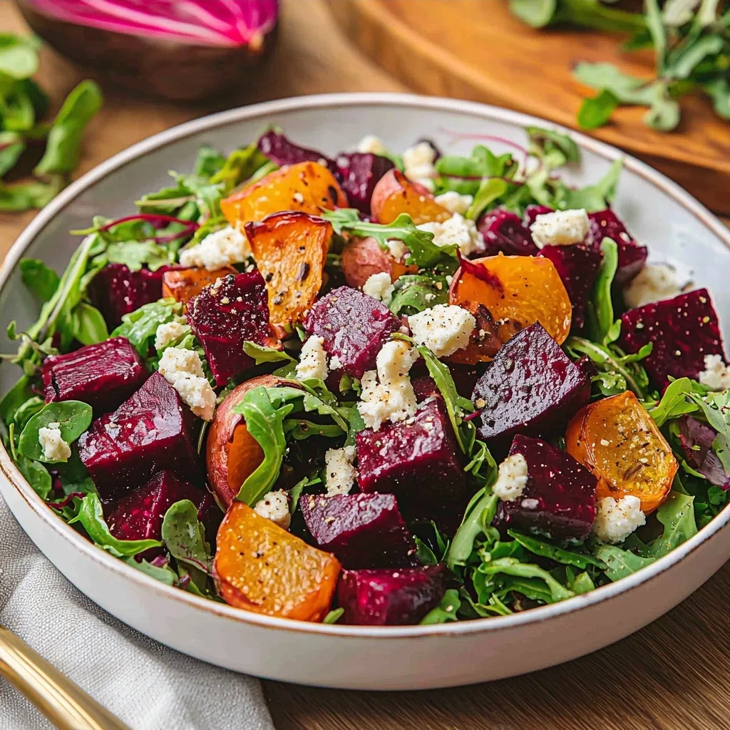 Roasted Beet Salad with Miso Ginger Dressing