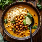 30 Minute Coconut Curry Noodle Soup with Chili Crisp Chickpeas