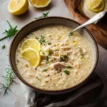 Greek Creamy Chicken Lemon Rice Soup