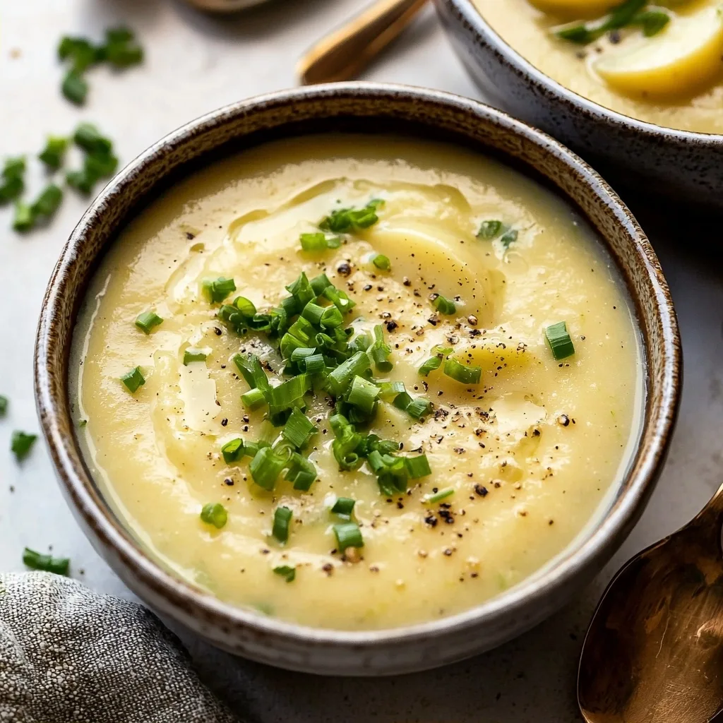 Luxuriously Creamy Vegetarian Potato Leek Soup without Cream