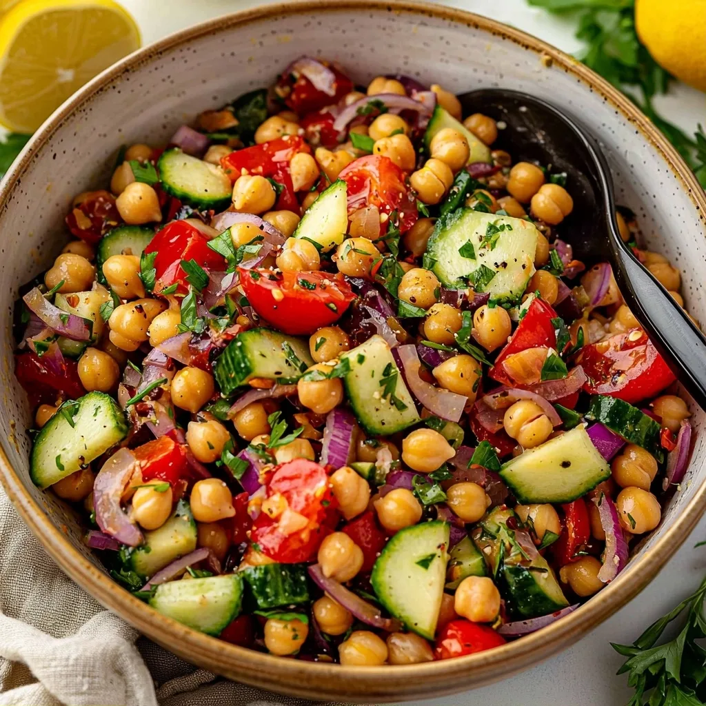 Mediterranean Chickpea Salad with Easy Lemon Vinaigrette