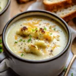 Roasted Garlic Cheddar Cauliflower Soup