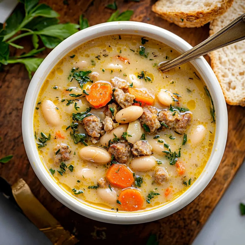 Epic Creamy Tuscan White Bean Soup with Sausage